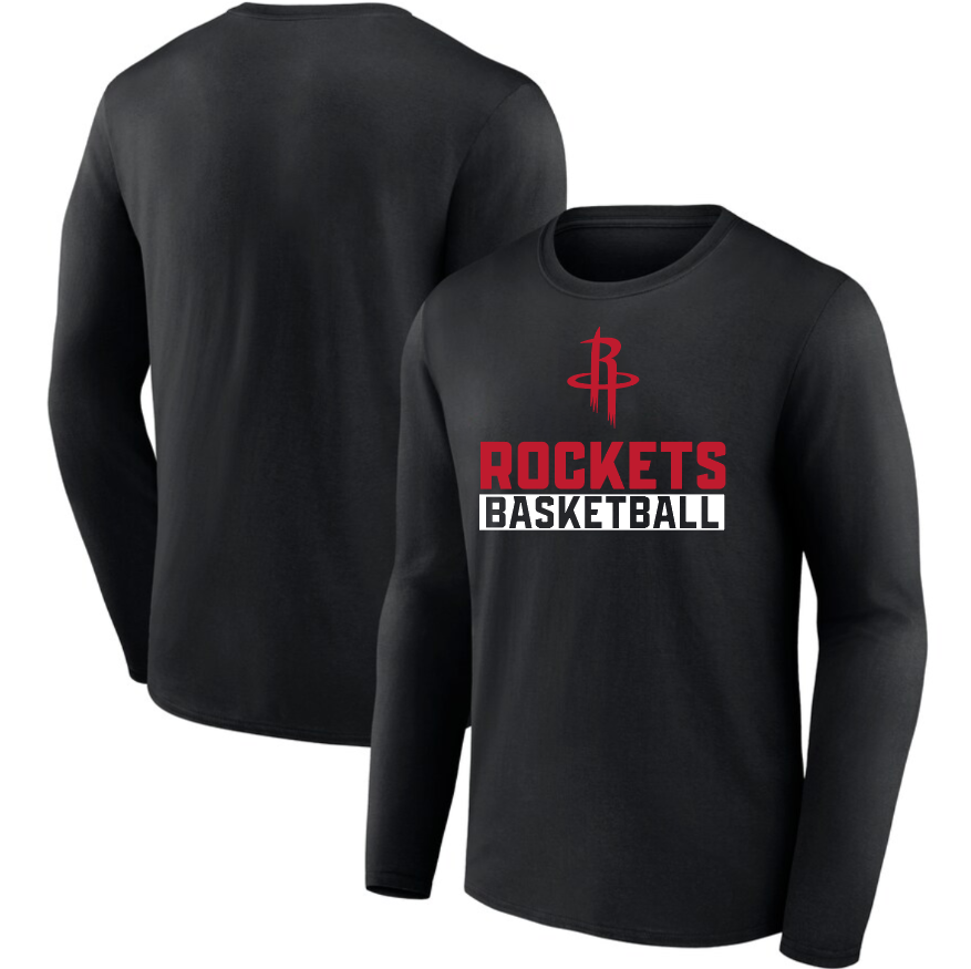 Men's Houston Rockets Black Let's Go Long Sleeve T-Shirt Men's Houston Rockets Black Let's Go Long Sleeve T-Shirt